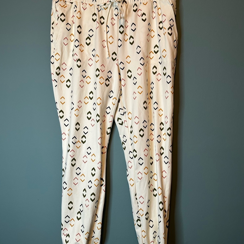 Rachel Zoe Cream Track Pants with Playful Print
